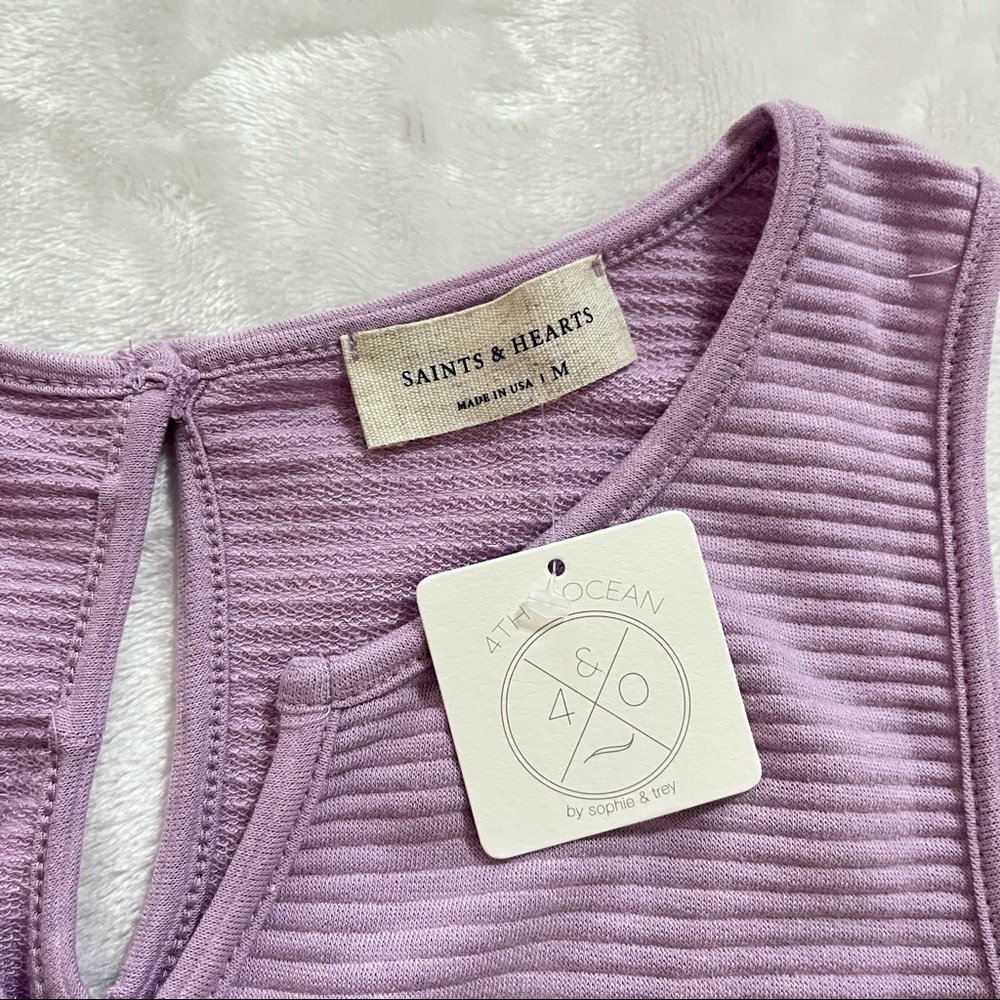 NWT Saints & Hearts | Purple Ribbed Romper - Picture 4 of 5